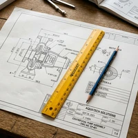 Close-up of technical blueprint drawings and project guidelines